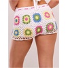 image:imageFloerns Womens Crochet Cover Up Shorts Drawstring Waist Hollow Out Bathing SuitWhite Multi