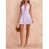 image:imageFloerns Womens Deep V Neck Ruched A Line Halter Mini Dresses Tie Front Asymmetrical Layered Club Party DressesMauve Purple
