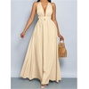 image:imageFloerns Womens Elegant Deep V Neck Halter Dress Sleeveless Backless Flowy Maxi DressesApricot