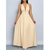 image:imageFloerns Womens Elegant Deep V Neck Halter Dress Sleeveless Backless Flowy Maxi DressesApricot