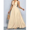 image:imageFloerns Womens Elegant Deep V Neck Halter Dress Sleeveless Backless Flowy Maxi DressesApricot