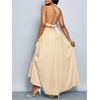 image:imageFloerns Womens Elegant Deep V Neck Halter Dress Sleeveless Backless Flowy Maxi DressesApricot