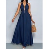 image:imageFloerns Womens Elegant Deep V Neck Halter Dress Sleeveless Backless Flowy Maxi DressesDark Blue