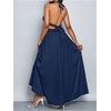 image:imageFloerns Womens Elegant Deep V Neck Halter Dress Sleeveless Backless Flowy Maxi DressesDark Blue