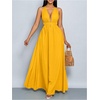 image:imageFloerns Womens Elegant Deep V Neck Halter Dress Sleeveless Backless Flowy Maxi DressesYellow