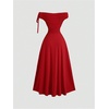 image:imageFloerns Womens Elegant Off The Shoulder Long Dress Tie Side Ruffle Wedding Guest DressesRed