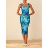 image:imageFloerns Womens Floral Midi Summer Dresses Square Neck Bodycon Vacation DressGreen