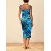 image:imageFloerns Womens Floral Midi Summer Dresses Square Neck Bodycon Vacation DressGreen