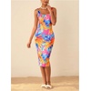 image:imageFloerns Womens Floral Midi Summer Dresses Square Neck Bodycon Vacation DressMulticolor