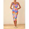 image:imageFloerns Womens Floral Midi Summer Dresses Square Neck Bodycon Vacation DressMulticolor