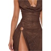 image:imageFloerns Womens Going Out Cowl Neck Maxi Dress Sleeveless High Split Lace Night Out DressesBrown