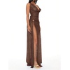 image:imageFloerns Womens Going Out Cowl Neck Maxi Dress Sleeveless High Split Lace Night Out DressesBrown