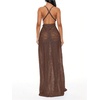 image:imageFloerns Womens Going Out Cowl Neck Maxi Dress Sleeveless High Split Lace Night Out DressesBrown