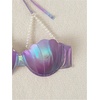 image:imageFloerns Womens Laser Seashell Bra Bikini Top Pearl Strap Push Up Halter Bathing SuitPurple