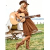 image:imageFloerns Womens Off Shoulder Short Sleeve A Line Dress Lace Trim Cowgirl Western Short DressesBrown