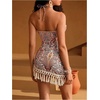 image:imageFloerns Womens One Piece Swimsuit Paisley Tummy Control Monokini with Tassel Cover Up SkirtPink Multi
