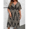 image:imageFloerns Womens Plus Size Boho Hawaiian Tropical Dresses V Neck Short Sleeve Floral A Line Long Dress Vacation Beach OutfitsBlack Multi Striped