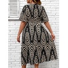 image:imageFloerns Womens Plus Size Boho Hawaiian Tropical Dresses V Neck Short Sleeve Floral A Line Long Dress Vacation Beach OutfitsBlack Multi Striped