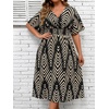 image:imageFloerns Womens Plus Size Boho Hawaiian Tropical Dresses V Neck Short Sleeve Floral A Line Long Dress Vacation Beach OutfitsBlack Multi Striped