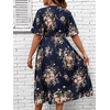 image:imageFloerns Womens Plus Size Boho Hawaiian Tropical Dresses V Neck Short Sleeve Floral A Line Long Dress Vacation Beach OutfitsDark Blue Floral