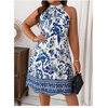 image:imageFloerns Womens Plus Size Floral Halter Dress Sleeveless Tie Back Summer A Line DressesBlue White Multi