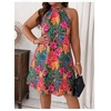 image:imageFloerns Womens Plus Size Floral Halter Dress Sleeveless Tie Back Summer A Line DressesPink Green Multi