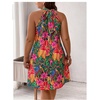 image:imageFloerns Womens Plus Size Floral Halter Dress Sleeveless Tie Back Summer A Line DressesPink Green Multi