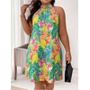 image:imageFloerns Womens Plus Size Floral Halter Dress Sleeveless Tie Back Summer A Line DressesYellow Green Multi
