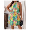 image:imageFloerns Womens Plus Size Floral Halter Dress Sleeveless Tie Back Summer A Line DressesYellow Green Multi