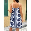 image:imageFloerns Womens Plus Size Floral Wrap V Neck Summer Dress Spaghetti Strap Tie Side Spring SundressesBlue and White