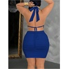 image:imageFloerns Womens Plus Size Going Out Halter Dress Deep V Cowl Neck Date Night Bodycon Mini DressesBlue