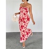 image:imageFloerns Womens Plus Size Summer Floral Strapless Dress Twist Front Bodycon Vacation Long DressesPink