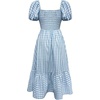 image:imageFloerns Womens Polka Dots Short Puff Sleeve Dress Square Neck Ruffle Summer Maxi DressesBlue and White