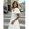 image:imageFloerns Womens Polka Dots Short Puff Sleeve Dress Square Neck Ruffle Summer Maxi DressesWhite Polka Dots