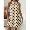 image:imageFloerns Womens Sleeveless Floral Print Sundress Halter Neck A Line Short DressBeige Brown Polka Dots