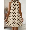 image:imageFloerns Womens Sleeveless Floral Print Sundress Halter Neck A Line Short DressBeige Brown Polka Dots