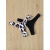 image:imageFloerns Womens Solid Thong Swimming 2 Packs Brazilian Cut Bikini BottomBlack Leopard Multi