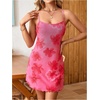 image:imageFloerns Womens Summer Spaghetti Strap Cowl Neck Satin Mini Tropical DressDark Pink