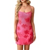 image:imageFloerns Womens Summer Spaghetti Strap Cowl Neck Satin Mini Tropical DressDark Pink