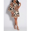 image:imageFloerns Womens Tropical One Shoulder Tunic Dress Dolman Sleeve Beach Vacation Summer DressesApricot Brown Floral