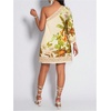 image:imageFloerns Womens Tropical One Shoulder Tunic Dress Dolman Sleeve Beach Vacation Summer DressesApricot Green Floral