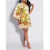image:imageFloerns Womens Tropical One Shoulder Tunic Dress Dolman Sleeve Beach Vacation Summer DressesApricot Green Floral