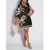 image:imageFloerns Womens Tropical One Shoulder Tunic Dress Dolman Sleeve Beach Vacation Summer DressesBlack