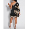 image:imageFloerns Womens Tropical One Shoulder Tunic Dress Dolman Sleeve Beach Vacation Summer DressesBlack