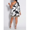 image:imageFloerns Womens Tropical One Shoulder Tunic Dress Dolman Sleeve Beach Vacation Summer DressesBlack Apricot Floral