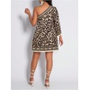 image:imageFloerns Womens Tropical One Shoulder Tunic Dress Dolman Sleeve Beach Vacation Summer DressesBrown Leopard