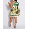 image:imageFloerns Womens Tropical One Shoulder Tunic Dress Dolman Sleeve Beach Vacation Summer DressesCream Green Tropical