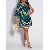 image:imageFloerns Womens Tropical One Shoulder Tunic Dress Dolman Sleeve Beach Vacation Summer DressesDark Green Tropical
