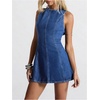 image:imageFloerns Womens Y2k Mini Denim Dress Bow Tie Open Back Sleeveless Going Out Tank DressesMedium Wash