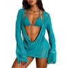 image:imageFloerns Womens 3 Piece Swimsuit Triangle Halter Bikini Sets with Draped Cover UpBlue